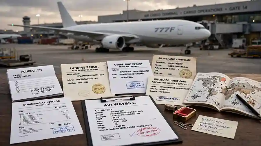 International charter documents and permits — overflight, landing, ICAO flight plan